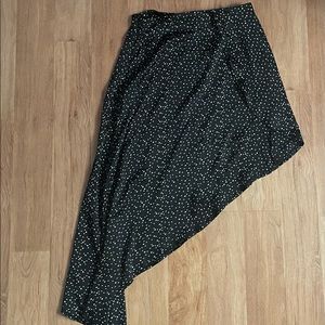 PETITE Black polka dot satin asymmetric skirt